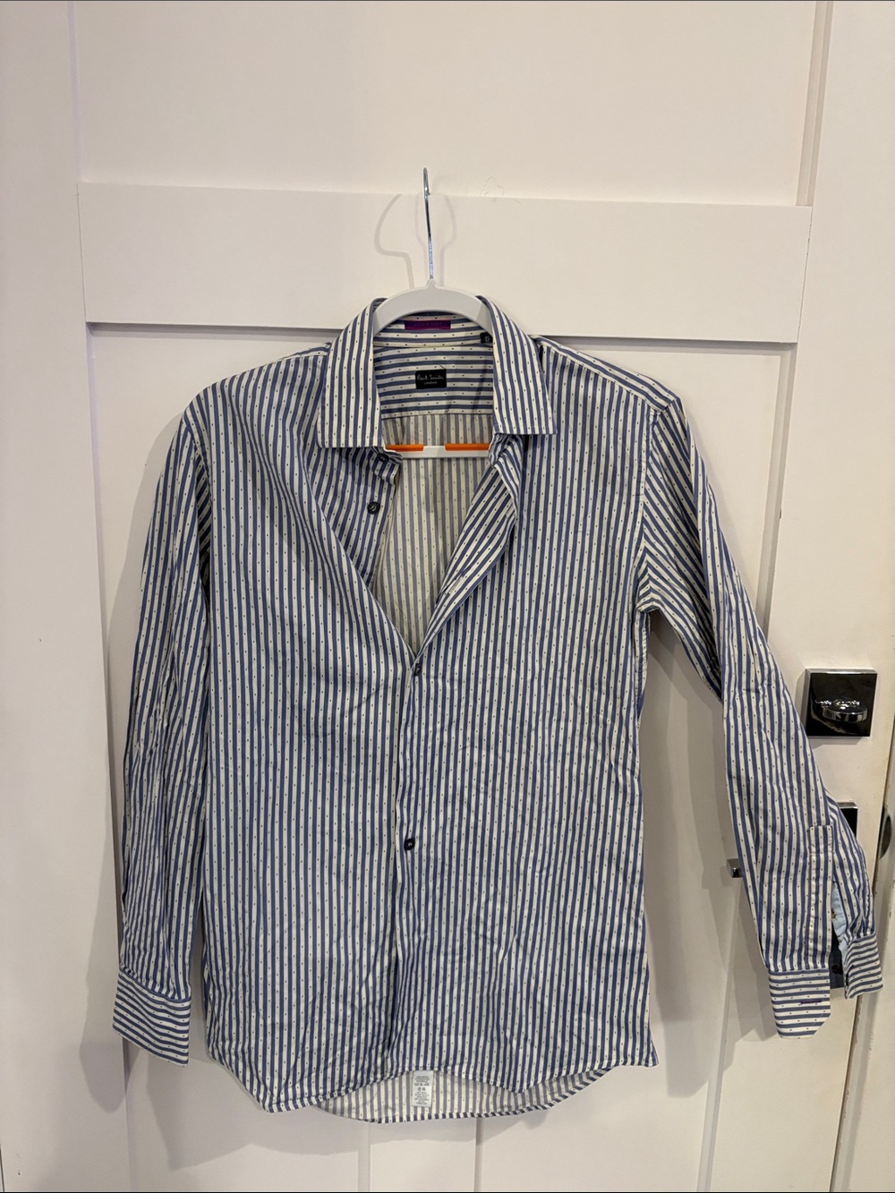Paul Smith Blue and White Striped Long-Sleeve Button-Down Shirt